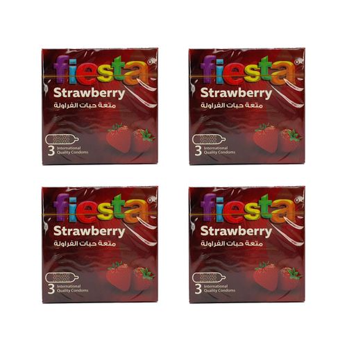 اشتري Fiesta Strawberry Condoms - Dotted & Flavored - 4 Packs Of 3 في مصر