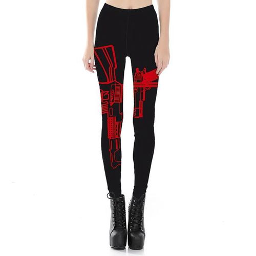 Generic Design Black Women Galaxy Leggings Sexy Red Striped