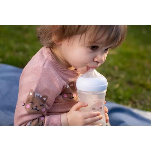 product_image_name-Avent-قارورة رضاعة بلاستيكية مزدوجة الاستجابة الطبيعية للأطفال +3 أشهر 330 مل - 2 قطع - C SCY906/02-3