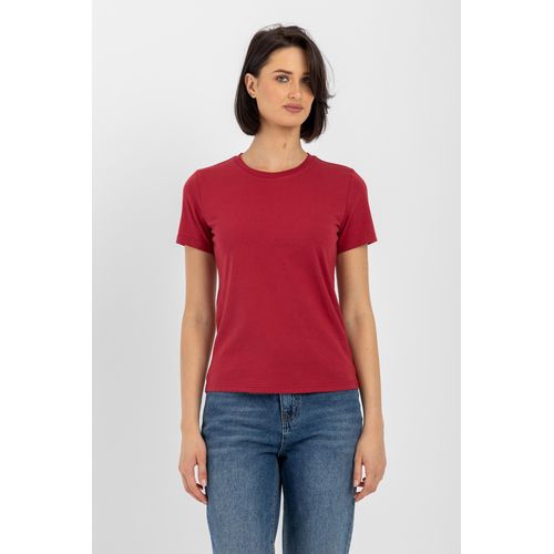 product_image_name-Esla-Short Sleeves Plain Cotton Shirt - Bordeaux-1