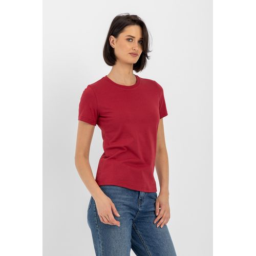 product_image_name-Esla-Short Sleeves Plain Cotton Shirt - Bordeaux-2