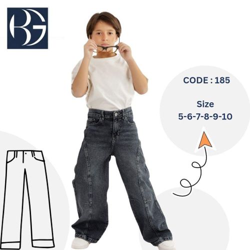 product_image_name-Generic-Boys' Modern Paneled Wide-Leg Jeans (Code: 185) – Edgy Style & Ultimate Durability-1