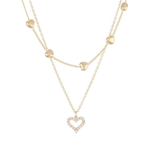 Double layer heart necklace deals