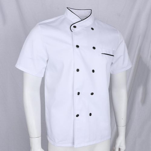 Generic White Blck Short Sleeve Chef Coat Kitchen Uniform For