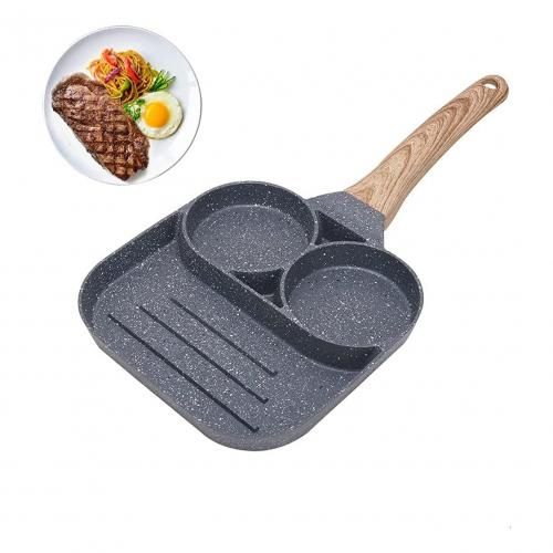 Divided Pan for Cooking, Frying Grill Pan 3 In 1 Pan Nonstick Breakfast Pan  3 In 1 Nonstick Pan Breakfast Frying Pan 3 Section Pan Skillet Square