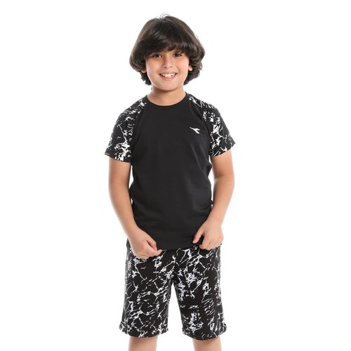 اشتري Diadora Boys Printed Cotton T-Shirt - Black في مصر