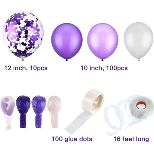 product_image_name-Generic-طقم بالونات مكون من 112 قطعة مع قوس بالونات لتزيين حفلات الزفاف وأعياد الميلاد (أبيض وأرجواني)-4