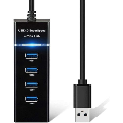 product_image_name-Generic-موزع USB 3.0 شامل وفائق السرعة بـ 4 منافذ - محمول نحيف للغاية باضاءة LED وكابل محول للكمبيوتر الشخصي والنوت بوك وذاكرات فلاش وغيرها من الاجهزة، أسود-2