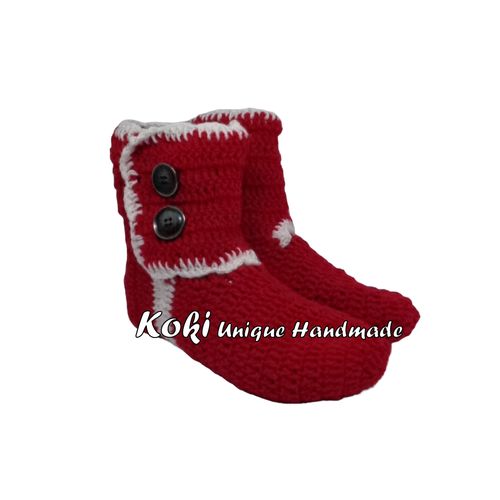 Buy Koki Unique Handmade Crochet Boots - Red And White in Egypt