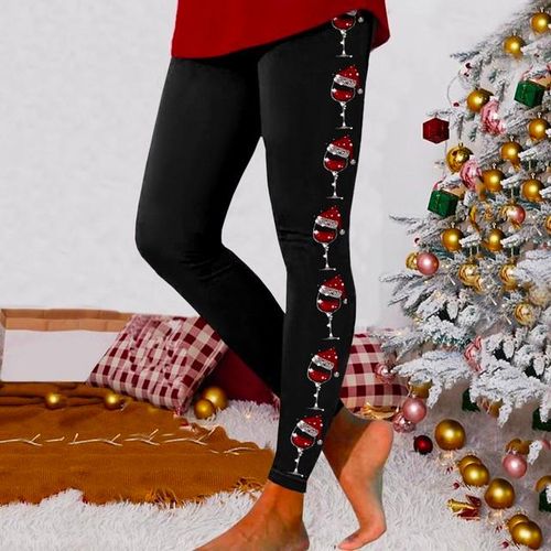 Generic Women's Leggings Pants Print High Waist Leggings Happy