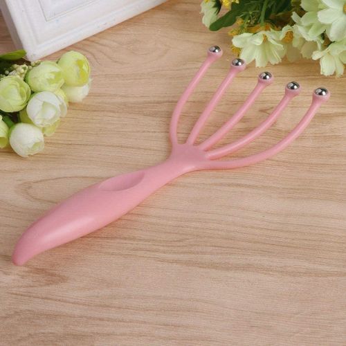 product_image_name-Generic-مدلك فروة الرأس اليدوي العلاجي مع كرات الدرفلة من الفولاذ المقاوم للصدأ لنمو الشعر المجعد الجاف بالزيت، وردي-2