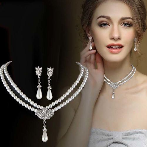 Generic 2Pcs Luxury Elegant Pearl Necklace Earrings Set Bride Best Price Online Jumia Egypt