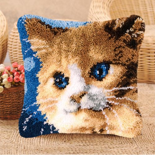 Msoesticc.dl Latch Hook Kits for DIY Throw Pillow Cover Cute Cat