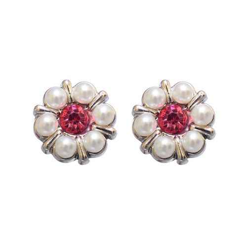 product_image_name-3Diamonds-Metal earrings with lobes - Red-1