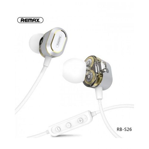 Remax RB S26 Stereo Wireless Dual Moving Coil Earphones White