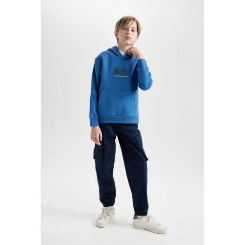 product_image_name-Defacto-Boy Hooded Regular Fit Sweat Shirt - Blue-4
