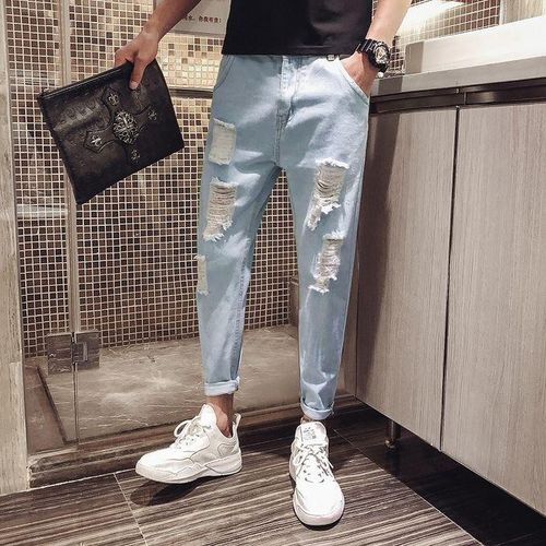 New Women's High-Waist Personality Ripped Beggar Straight-Leg Pants - China Denim  Jeans and Jean price | Made-in-China.com