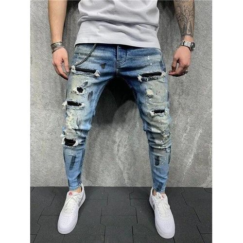 16 Jeans Mens Paint Printing Ripped Skinny Jeans Patchwork Slim Fit jeans Best Price Online Jumia Egypt