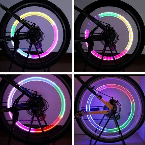 Generic Bike Bicycle Car Wheel Tire Reflectors Flash Valve Cap RGB LED ...