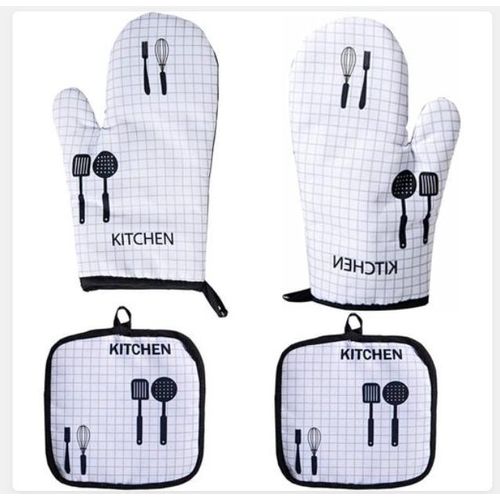 product_image_name-Generic-Oven Mitts and Potholders Set- 4-Piece Heat-Resistant Cotton Kitchen Set- Professional Non-Slip Oven Gloves and Pads for Cooking- Baking- and BBQ- Machine Washable Linens- Grey-1