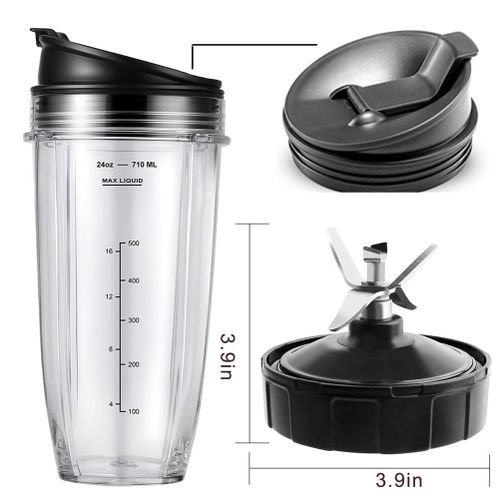 Generic Replacement Parts for Ninja Blender BL450-30 BL456-30 BL480-30Ect,  24OZ Ninja Blender Cups and 7 Fins Accessories @ Best Price Online