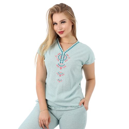 product_image_name-Zecotex- Women's Pajama Set – Soft Lounge Wear – Short Sleeve Top & Full-Length Pants-2