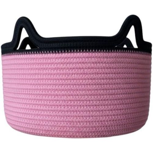 product_image_name-Generic-سلة تخزين من الحبال القطنية، منظم كبير منسوج مع مقابض، ديكور منزلي حديث (وردي)-1