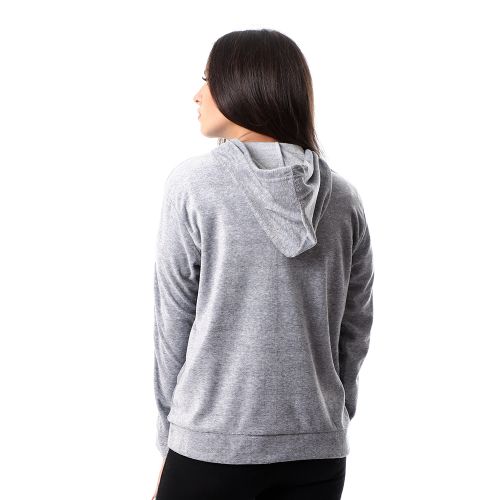 Kady Velvet Hooded Neck With Pocket Sweatshirt - Grey