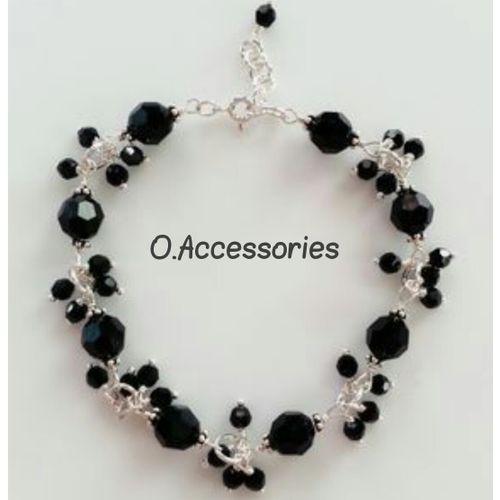 Buy O Accessories Bracelet  Black Crystal _metal Silver in Egypt