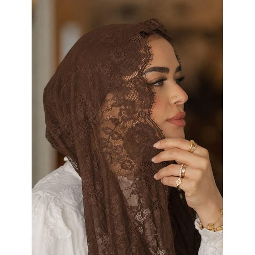 Generic طرحة دانتيل ناعمة  لون بني