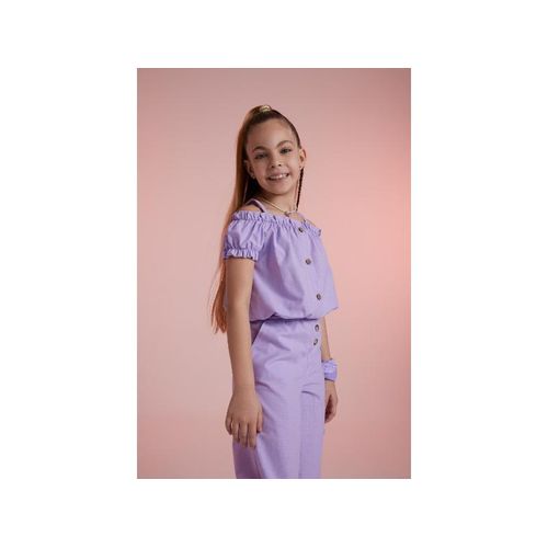 product_image_name-Defacto-Girl Strappy Regular Fit Short Sleeve Blouse - Lt.Lilac-3