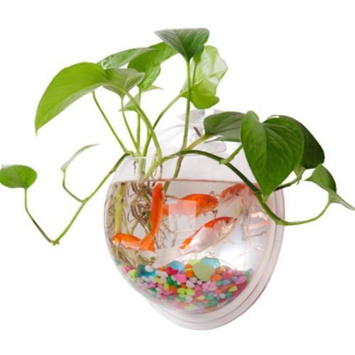 Creative Fish Bowl Acrylic Wall Hanger Tank Aquariums Vase Home