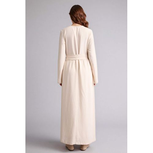 product_image_name-Defacto-فستان طويل من مزيج الكتان بياقة V-5