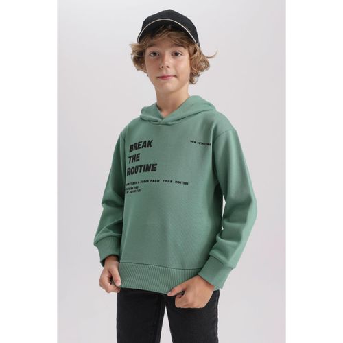 product_image_name-Defacto-Boy Hooded New Regular Fit Sweat Shirt - Lt.Green-1