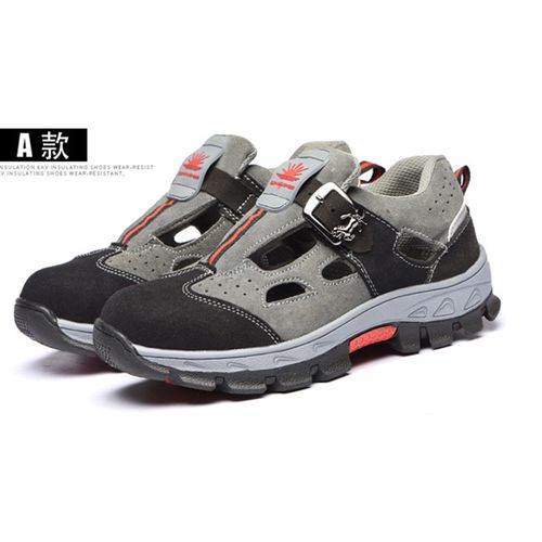 product_image_name-Fashion-أحذية العمل والصنادل للرجال صيفية خفيفة وقابلة للتنفس ومضادة للانزلاق، مناسبة للنساء والرجال - اللون الرمادي والأسود-5