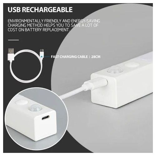product_image_name-Generic-أضواء الخزانة، إضاءة LED تحت الخزانة، مصباح ليلي بمستشعر حركة لاسلكي - قابل لإعادة الشحن عبر USB، أبيض بارد، مع شريط لاصق مغناطيسي مزدوج الجوانب للسلالم/المطبخ/الأدراج-8