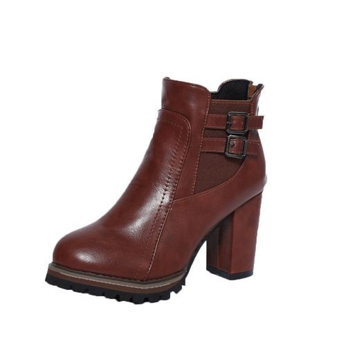 Buy Fashion Bliccol High Heel Shoes Women Boot High Heels Ankle Boots Platform Shoes Women Shoes Autumn Winter BW/35-BrownWomen Boot High Heels Ankle Boots Platform Shoes Women Shoes Autumn Winter   in Egypt