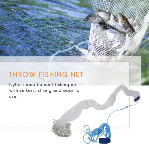 1X 2.4M Fishing Cast Net Easy Throw Fishing Net Strong Nylon Line