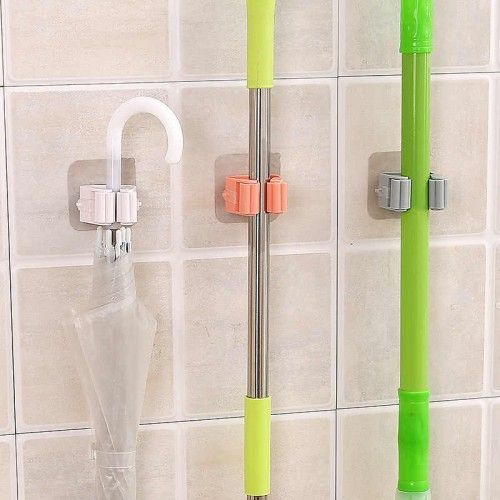Single Broom Holder Double Face Adhesive 3 Pcs