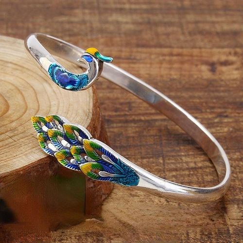 Real Peacock Feather Bracelet | Peacock Feather Cuff Bangle