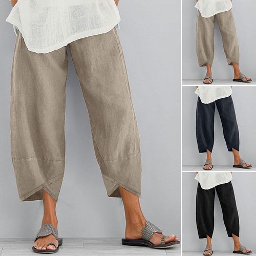 Casual Cotton Harem Pants  Cotton cropped pants, Harem pants women, Cotton  linen pants