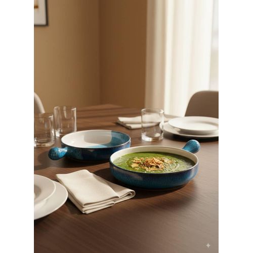 product_image_name-Generic-Pottery Serving Dish Set with Handle 3 Pieces – Ocean Blue & White-3