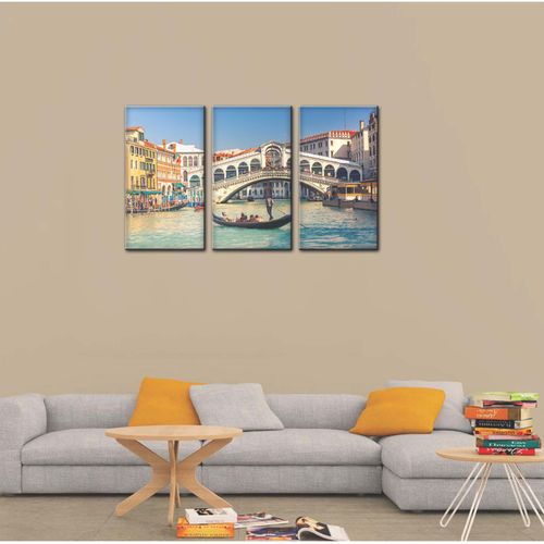 Buy Print Plus Rialto Bridge Venice Italy - Canvas Wall Art Painting - 30cm x 40cm x 3 Pcs in Egypt