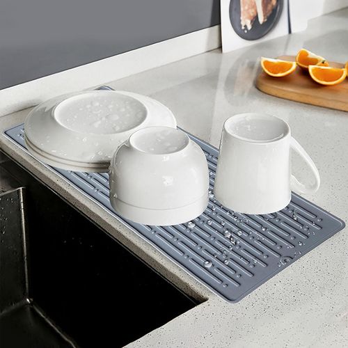 Silicone Drying Mat, Dish Drying Mat, Large Dish Drainer Mat for Kitchen  Counter, Non-Slip Silicone Sink Mat, BPA Free, Dish Washer Safe