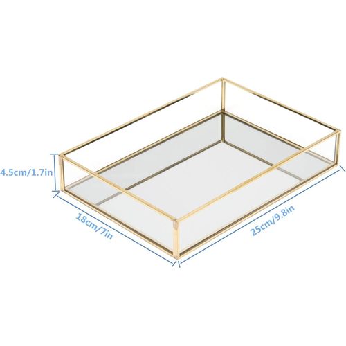 product_image_name-Generic-صينية زينة للمكياج ومستحضرات التجميل والحلي وديكور المنزل عطر مزخرفة مصنوعة يدويا من الزجاج لخزانة الملابس وغرفة النوم والحمام والمطعم ويتينج زجاج معدني مستطيلي متعدد الألوان .-2