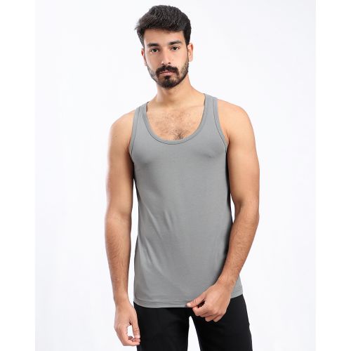 Buy Hero Basic Tank Top 95% Cotton 5% Lycra  For Men  - Grey in Egypt