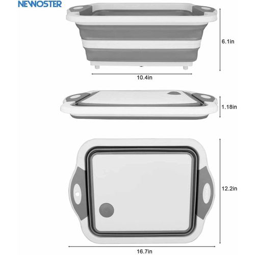 product_image_name-Generic-لوح تقطيع قابل للطي متعدد الوظائف، مصفاة حوض ووعاء غسيل مع سدادة لتصريف المياه، سلة تصريف محمولة للتخييم والنزهات وحفلات الشواء (لون رمادي)-6
