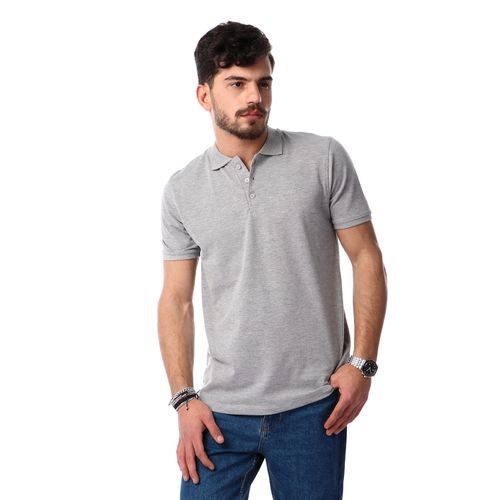 Buy Izor Short Sleeves Buttoned Pique Polo Shirt - Heather Grey in Egypt