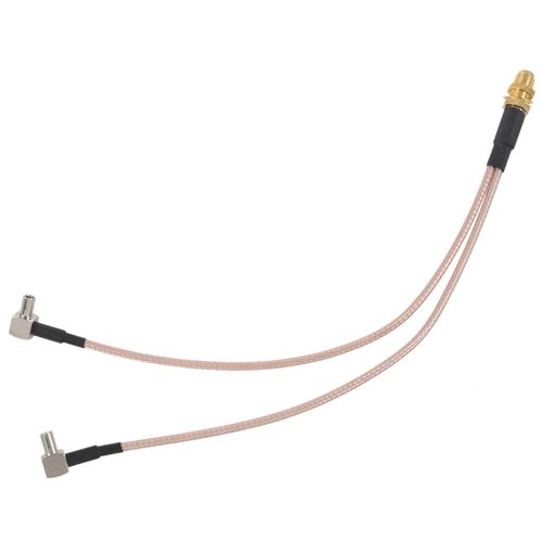 اشتري 8 inch SMA Female to Y type 2 X TS9 Angle Male Connector Splitter Combiner Cable,gold&silver في مصر