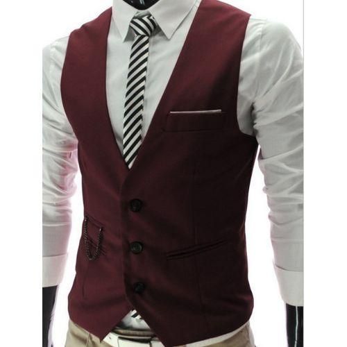 Generic Business Casual Suit Vest Mens Weeding Prom Dress Waist Coat For Men SleevelessBurgundy Best Price Online Jumia Egypt